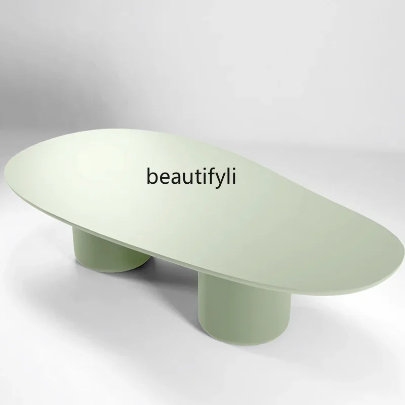 

xzqModern minimalist Italian cream style dining table, special-shaped designer dining table, Nordic desk