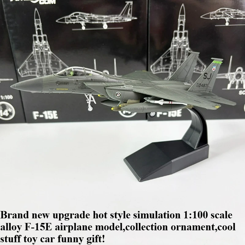 Cool Stuff Toy Car Funny Gift-Hot Style 1:100 Full Scale Alloy F-15E Aircraft Car Model,Collection Ornament,Kawaii Toys for Kids