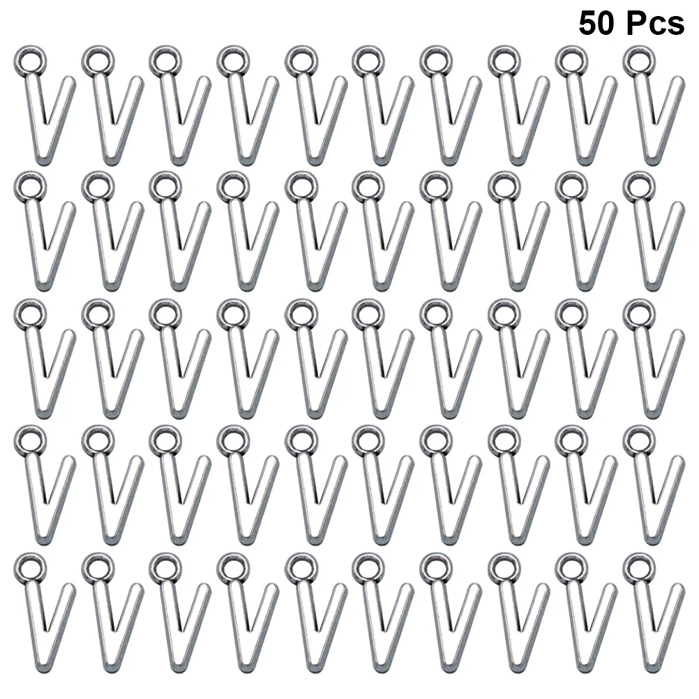 

50pcs English Alphabet V Pendant Alloy Charms Diy Jewelry Making Accessories Necklace Bracelet Keychain Dangle Scrapbooking