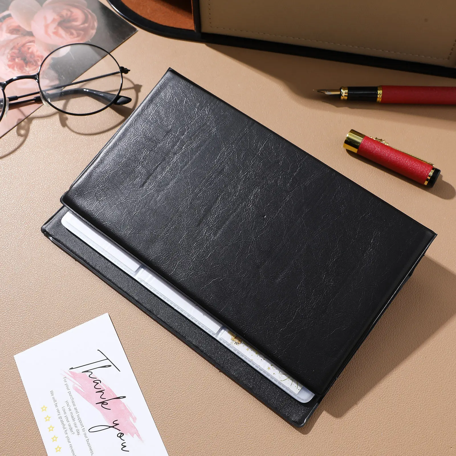Business Card Binder Holder Book Storage Pocket Case for Men Organizer Desk Holders