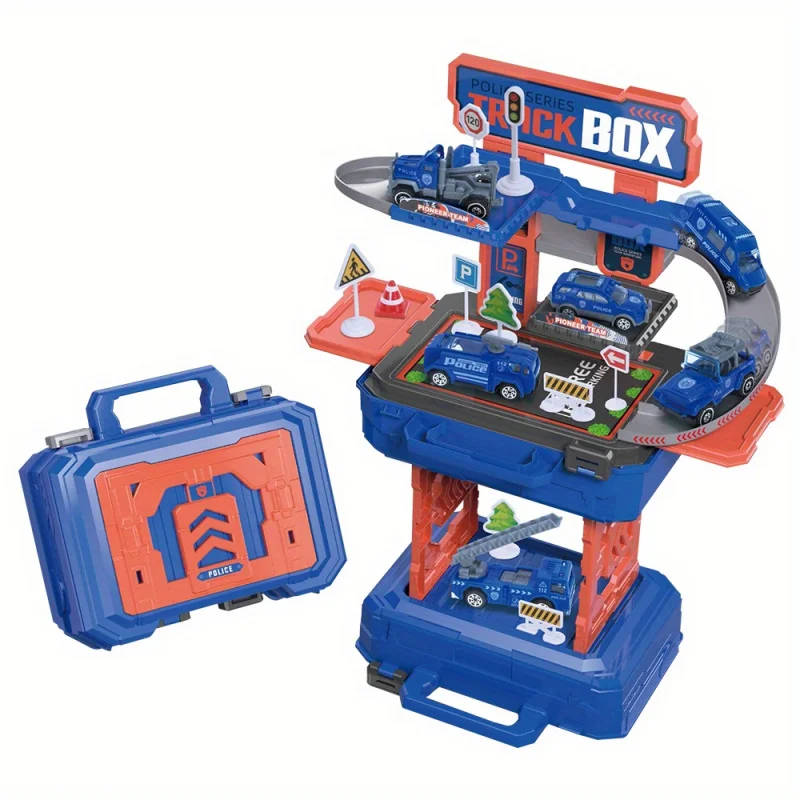 

Children's workbench kit for kids, play toolset toy car and parking lot toy portable kit for boys