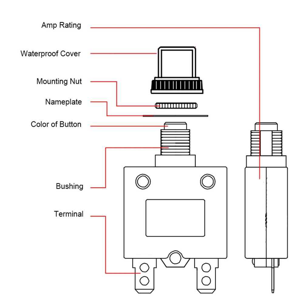 

Automatic Circuit Cut Off Device Electrical Protection Circuit Breaker Input Voltage 125VAC 250VAC Leakage Current 0.5mA