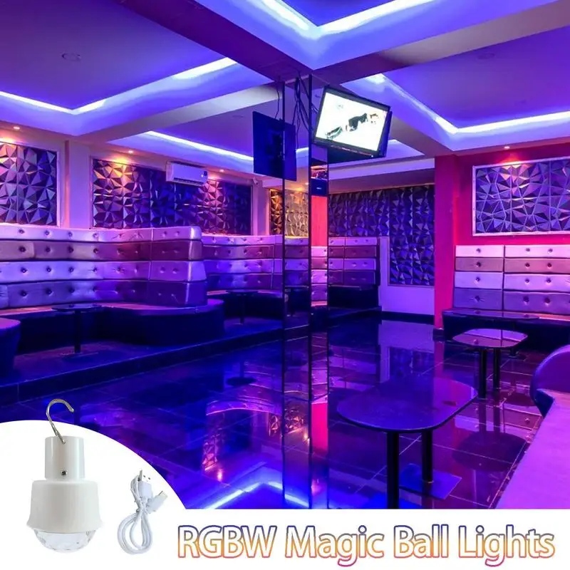 Lampu pesta warna-warni, lampu dekorasi kegiatan ulang tahun lampu bola disko USB berwarna RGBW dalam ruangan