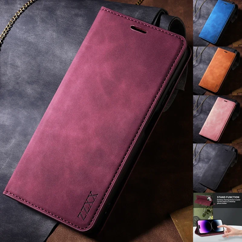 

Wallet Skin Friendly Magnetic Flip With Card Slot Leather Case For iPhone 15 Pro Max 14 13 12 11 SE 2022 X XR XS Max 8 7 6 Plus