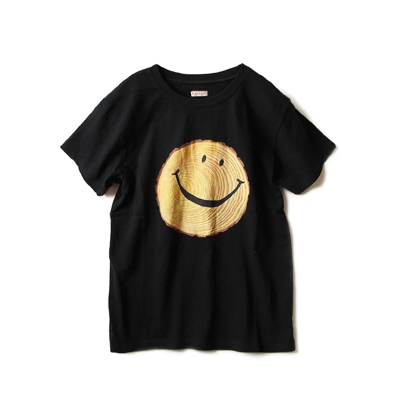 24SS High Street KAPITAL Smiling Face Print Oversized T-shirt Casual Cotton Tees Crop Top Men's Clothing Streetwear Y2k Clothes