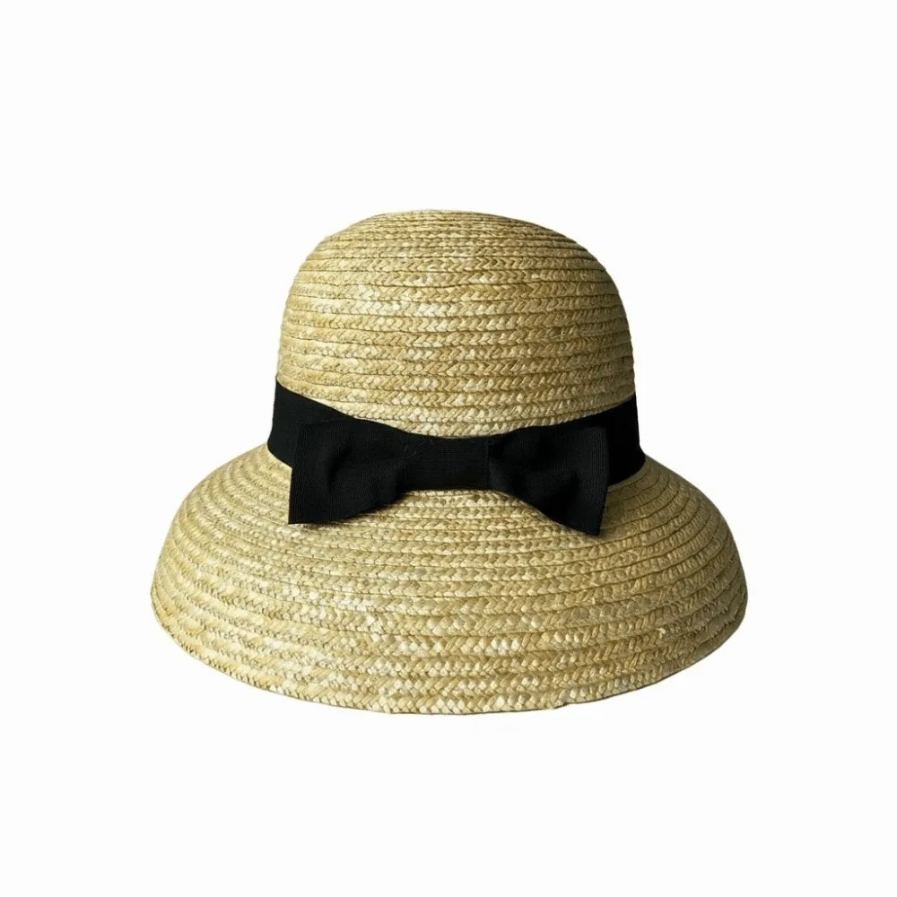 High-Density Weave Wheat Straw Cloche Breathable Retainable Shape French Style Sun Hat Eco-Friendly Material Lightweight Comfort