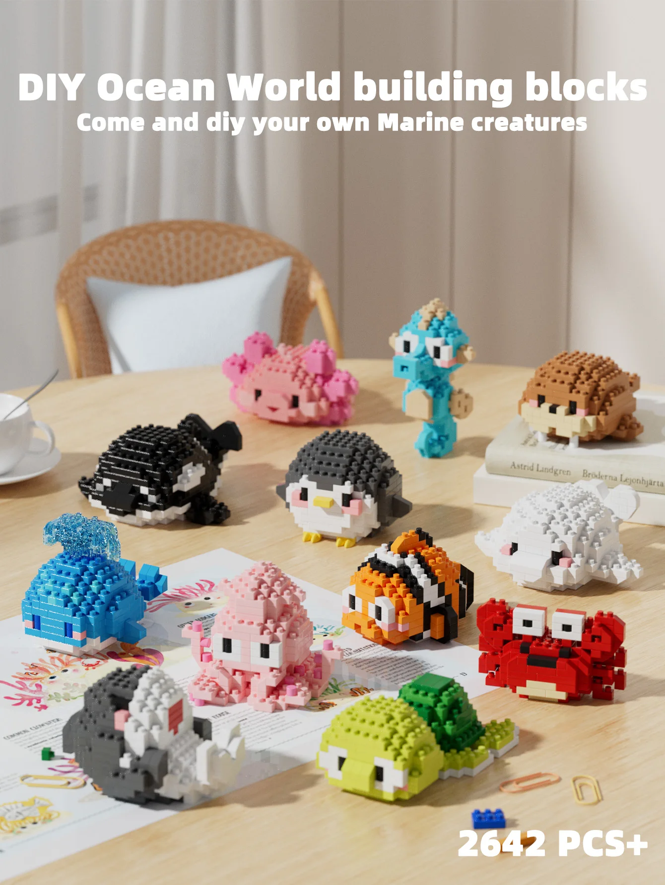 Creative Mini Building Blocks Colorful Ocean Animal Bricks Marine Life Toys Home Room Decoration