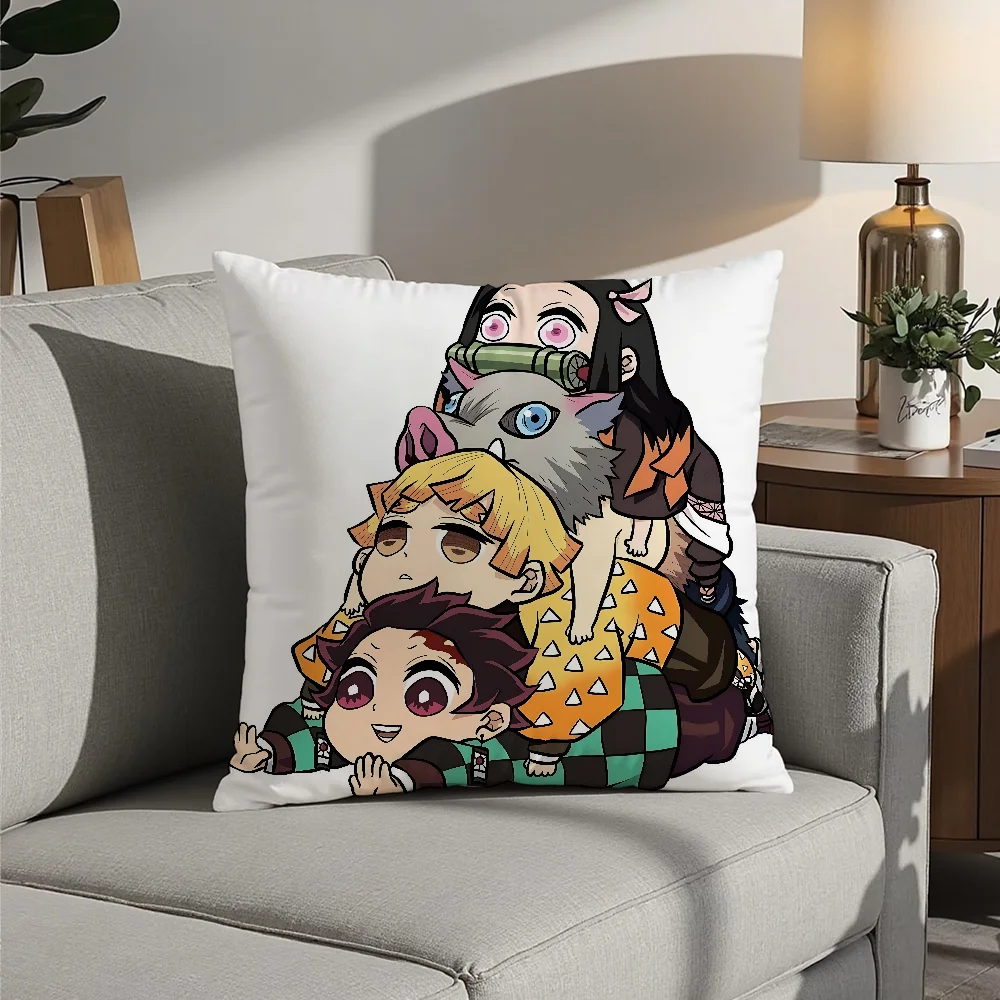 Anime D-Demon Slayer Cute Pillow Case Plush Fabric Soft  Pillowcase Double Sided Print Cushion Cover Household Gifts