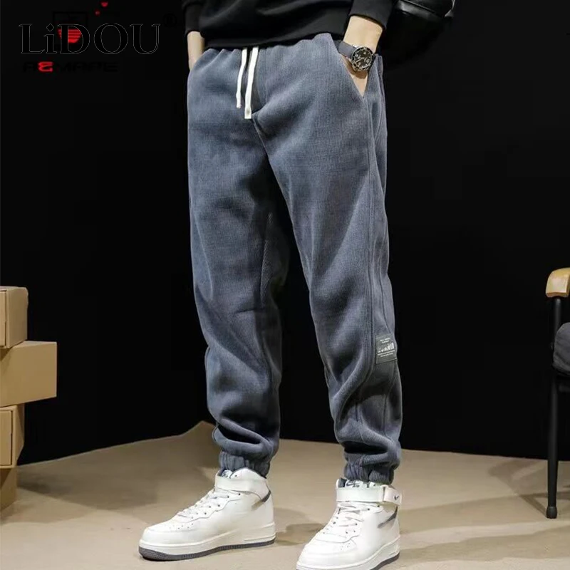 Spring Autumn Fashion Temperament Solid Color Harem Pants Men Korean Simple Simple Loose Male Trousers Trend Streetwear Clothes