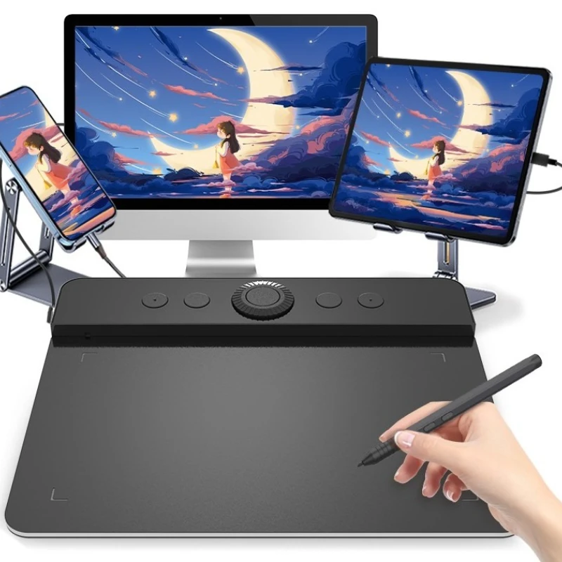 Tableta gráfica Digital de 4,3 pulgadas, tablero de escritura para dibujar, presión de 5080 lpi con teclas de acceso directo