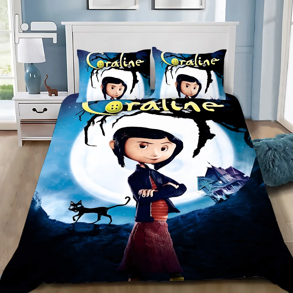 Cartoon Duvet Cover Pillowcase Bedding Set Adult Boy C-coraline Girl Bedroom Decoration Children Gift Single Double Large Size