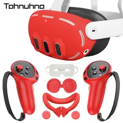 VR Protective Cover Set for Meta Quest 3 Headset Controller Grip Silicone Shell Case Lens Cap Face Cover For Quest 3 Accessories
