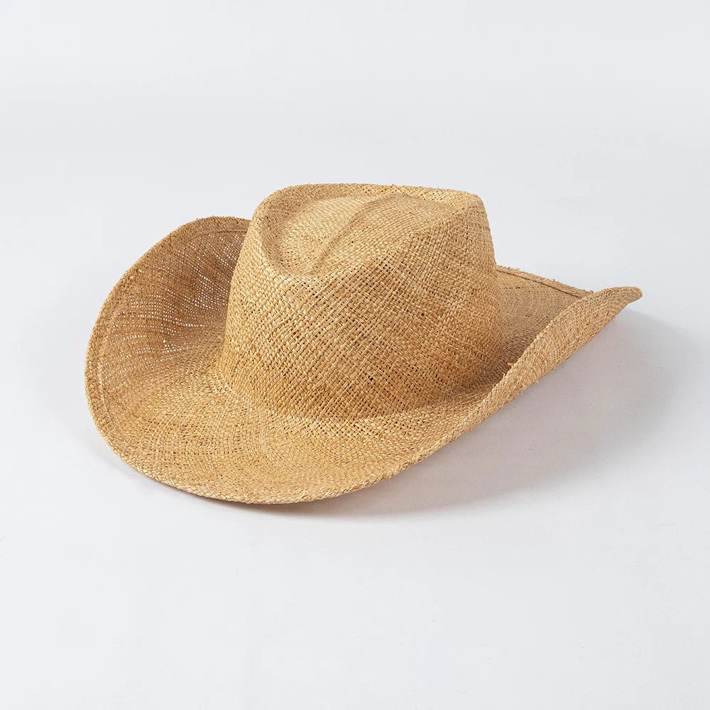 

Новая весенне-летняя модная повседневная соломенная шляпа с широкими полями и складками сверху, летняя ковбойская шляпа, уличная пляжная шляпа от солнца