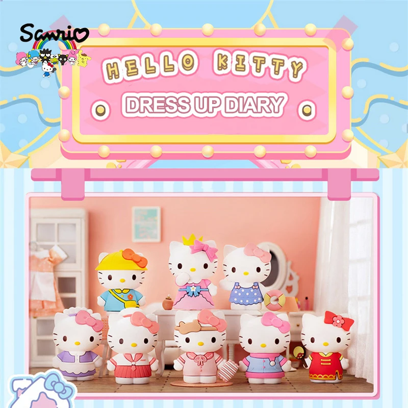 

Sanrio Hello Kitty Dress Up Diary Series Doll Blind Box Anime Peripheral Desktop Decoration Kawaii Car Children's Toy Girls Gift