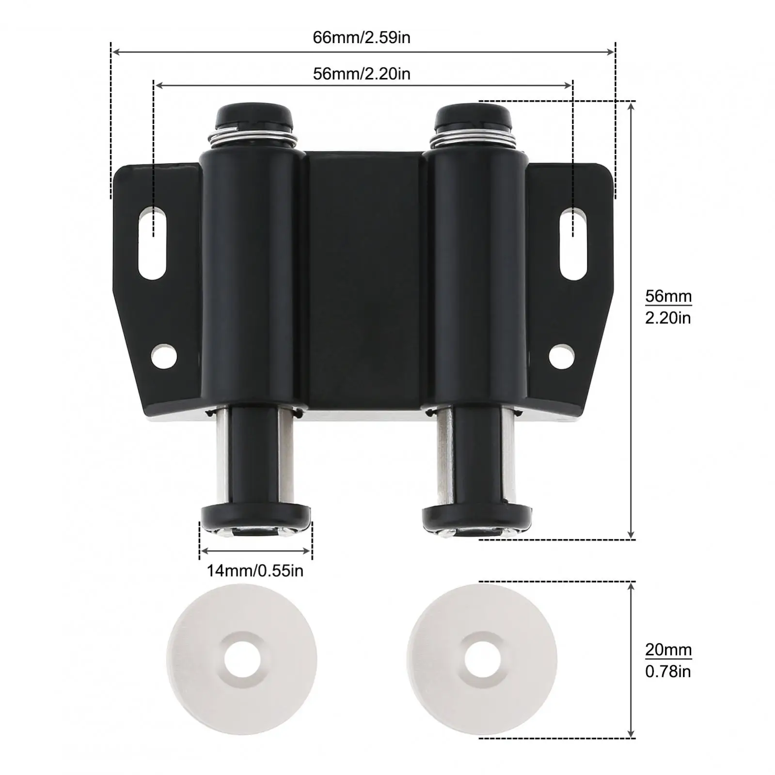 1 Piece Metal Pressed Double Round Head Magnetic Catch Latch Push Touch Latch for Cabinet / Closet