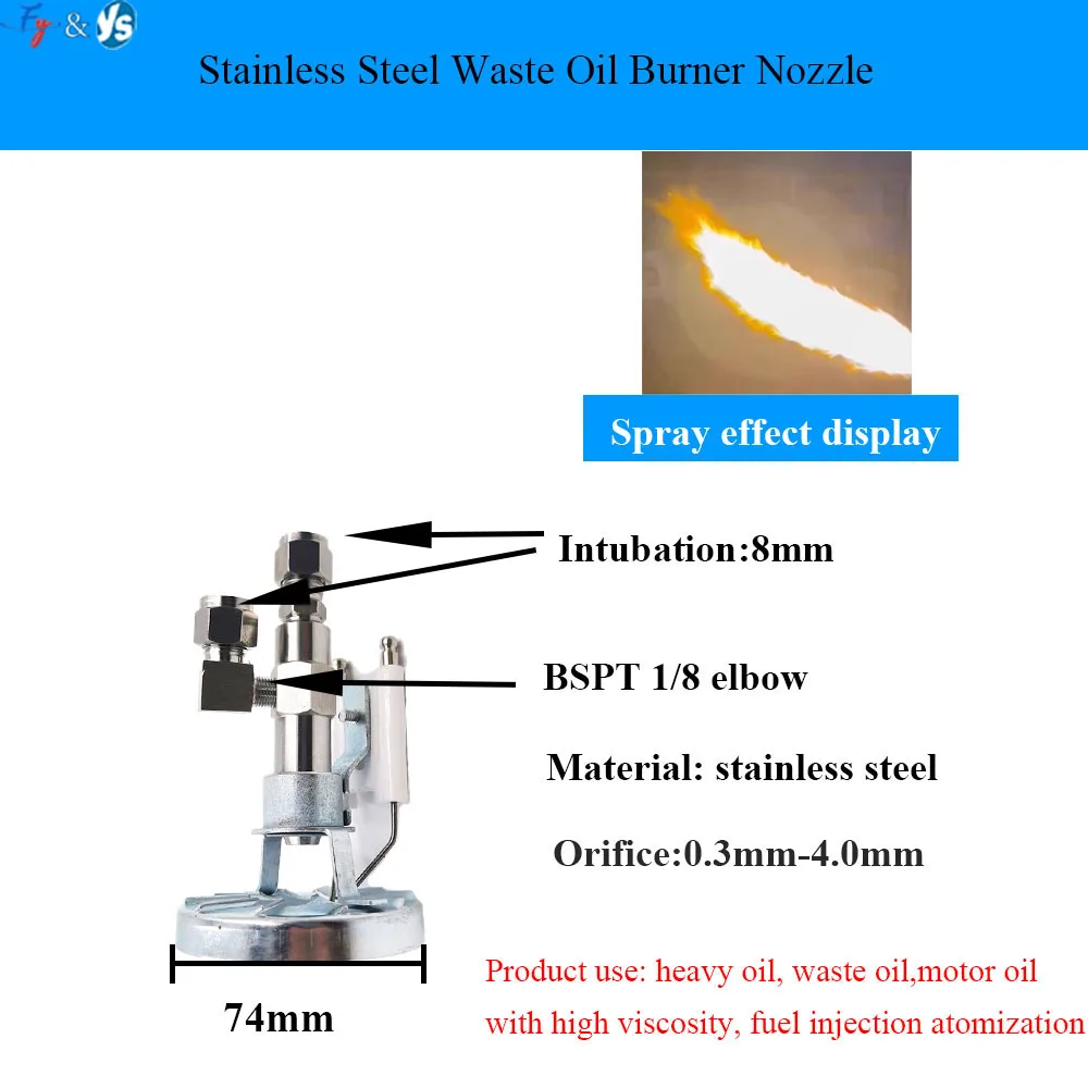 Oil Burner Nozzle Burner Accessory–Siphon Full Cone, Air Atomizing for Diesel/Heavy/Waste Oil,Ignition System Compatible