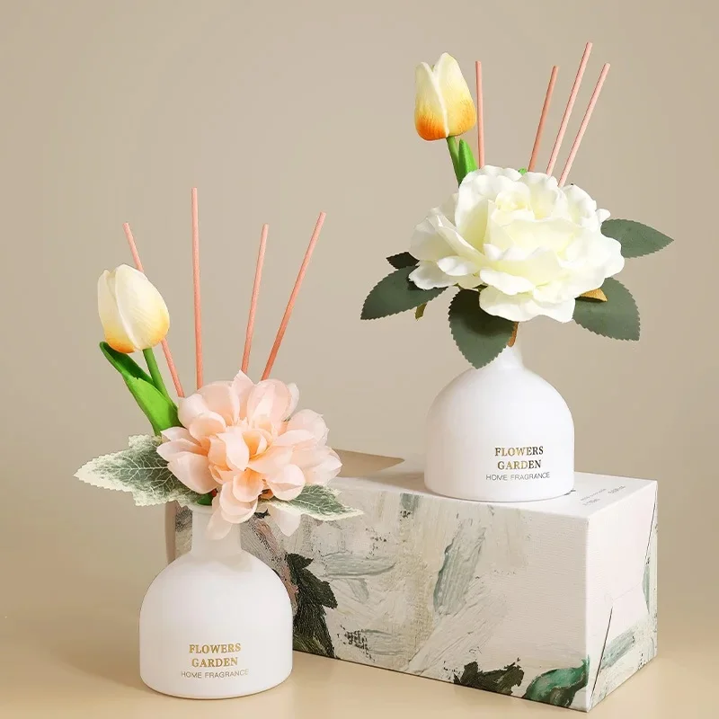 Realistic Rattan Aromatherapy Floral Arrangement Fire-Long-Lasting Deodorizing Essential Oil Home Indoor Freshener