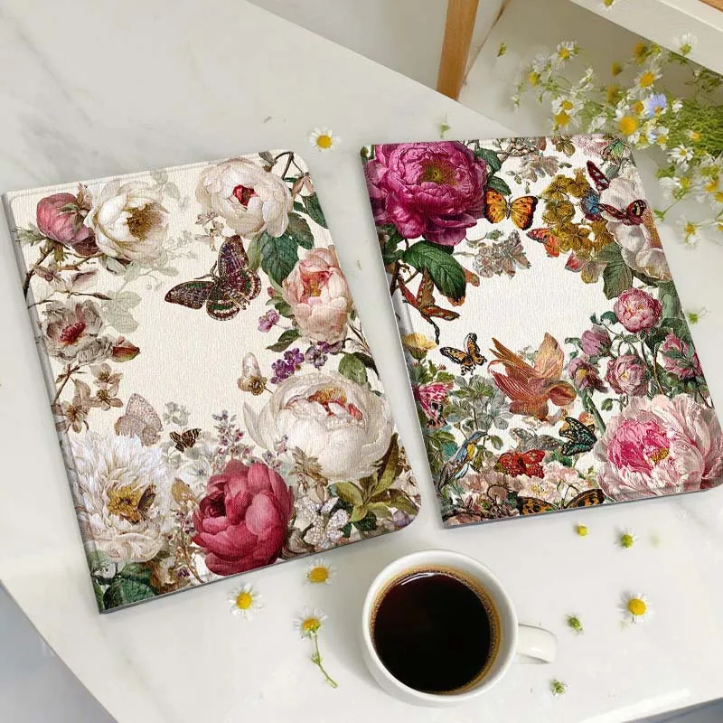 

Vintage Flower Butterfly Art Gift Tablet Case For Huawei Honor MatePad MediaPad Air 5 6 7 11 V6 V7 V8 V9 X9 X8 T10 T10s C5e T5