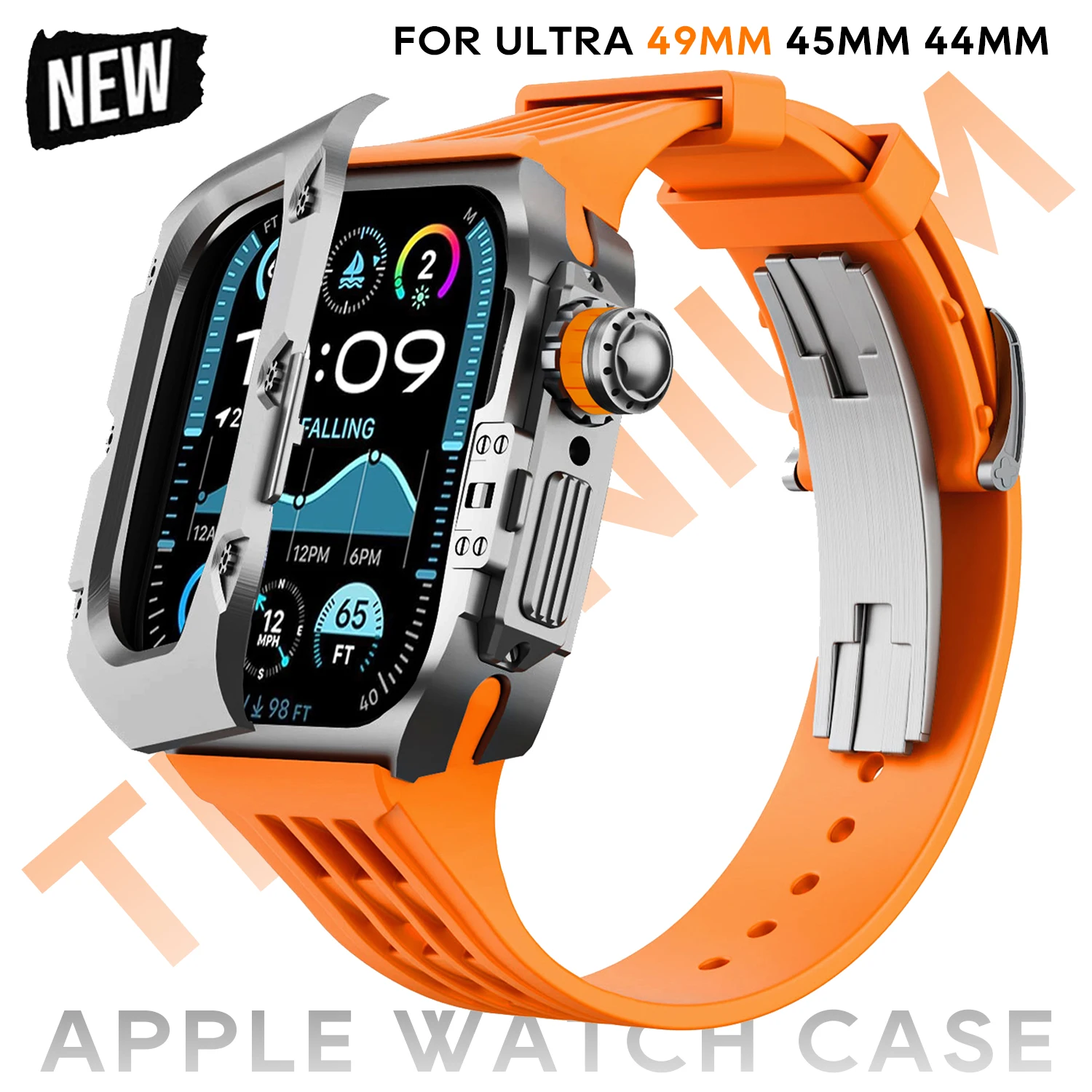 Retrofit Kit Titanium Case For Apple Watch Ultra 2 49mm 45mm 44mm Customization For iWatch Series 9 8 7 6 5 Protect Rubber Strap