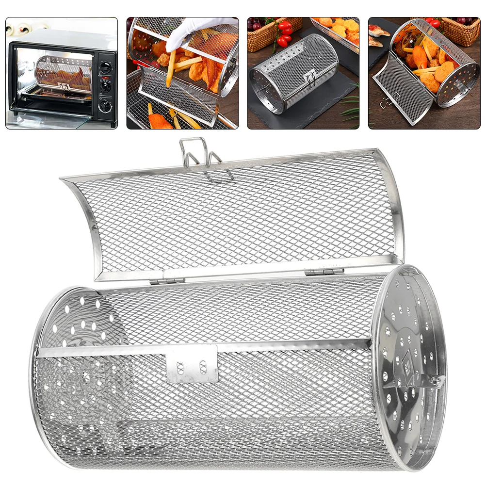 

Rotisserie Oven Fryer Basket Steel Rotisserie Basket Accessories Baking Supplies Oven Basket Drum Oven Basket for Baking Home