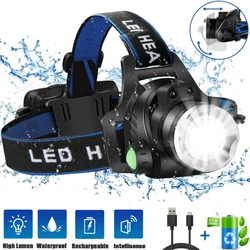 Powerful LED Inductive T6 Focusable Telescopic High brightness Aluminum Alloy Outdoor Waterproof Head Lamp High Lumen Head Torch