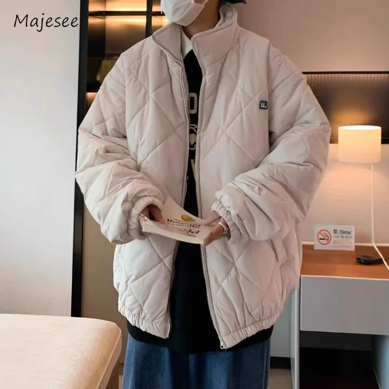 Short Style Argyle Parkas Men Simple Handsome Loose Windproof Thicker Winter Coats Warm High Street Soft Ulzzang Personality New