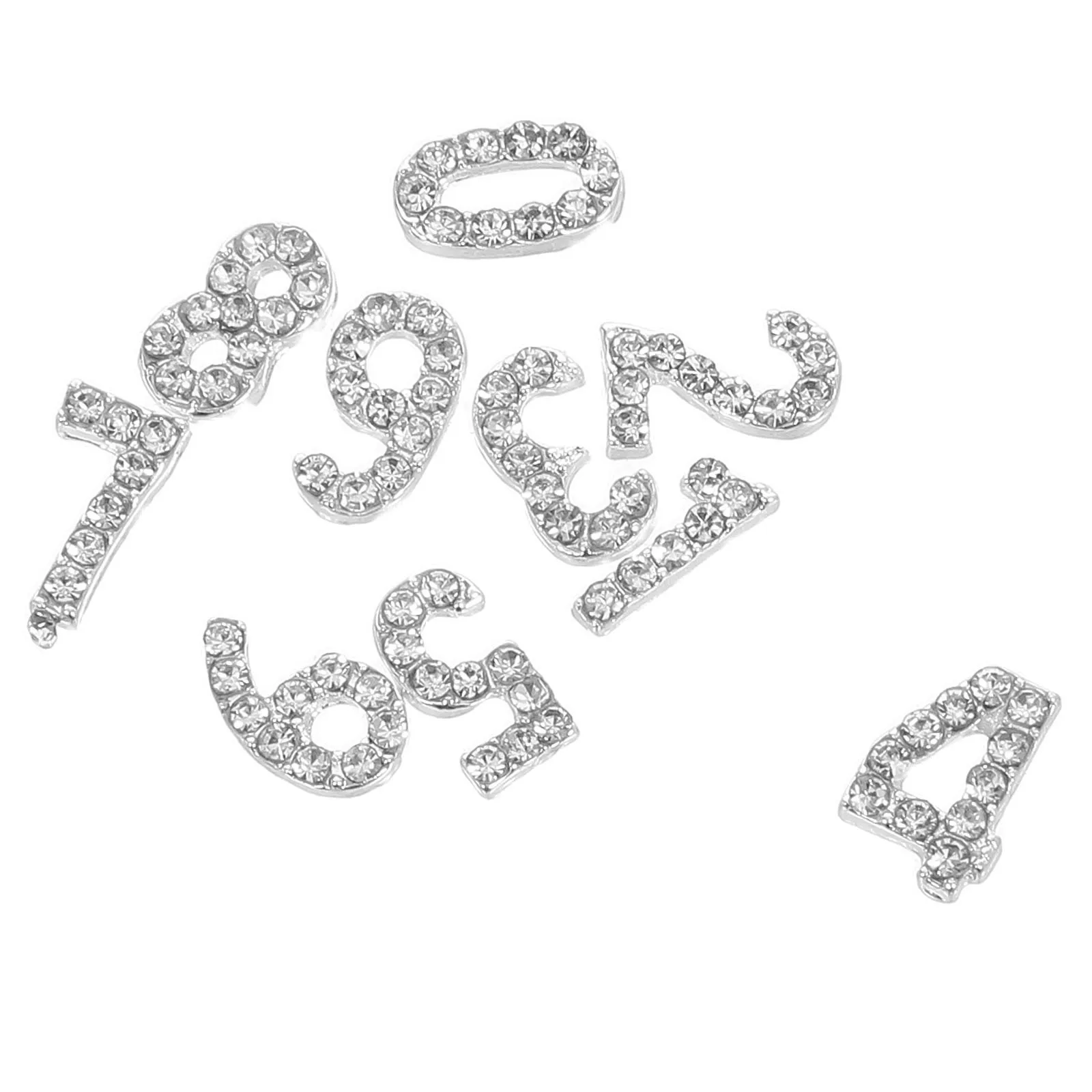 

100Pcs Number Nail Charms Rhinestone Flatback Nail Art Jewelry Decorations Luxury Fingernail Accessories for Weddings Parties