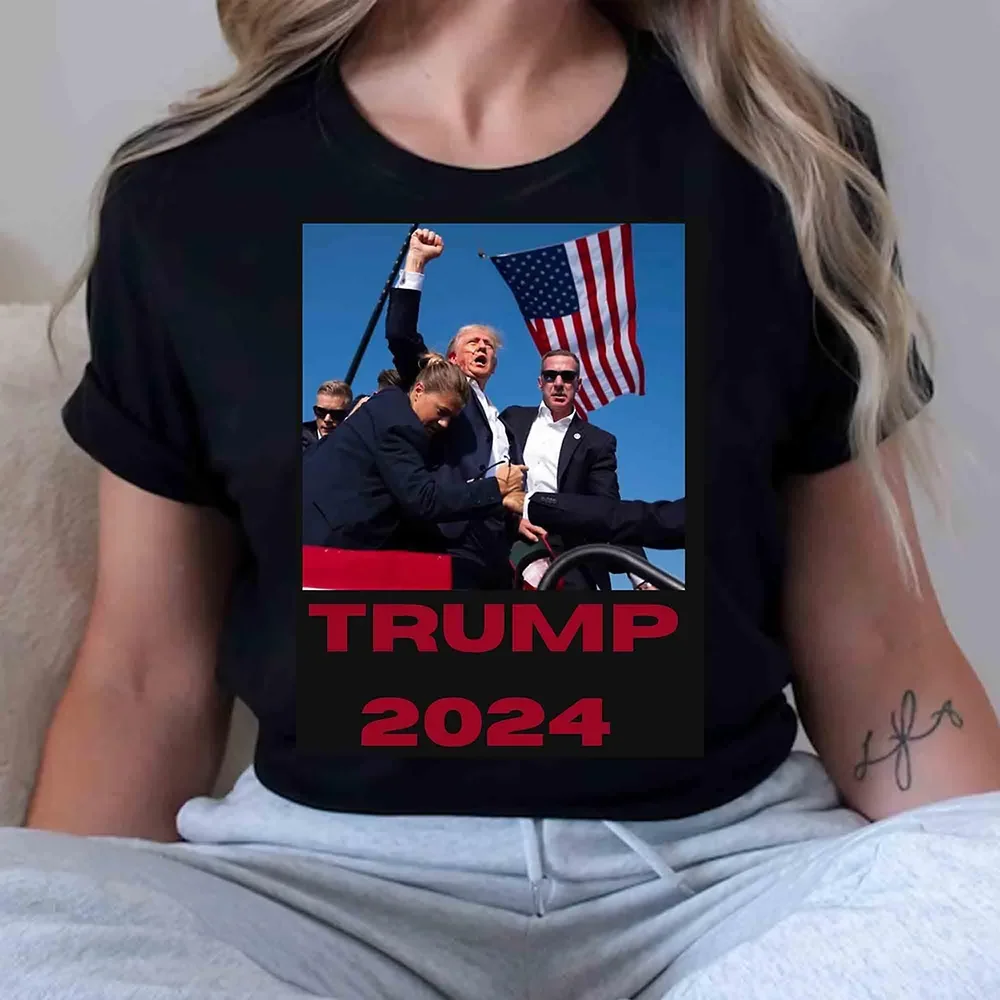 Trump 2024 Fashion T Shirt for Men Women Funny Trump Shot Trump Fight Assassinated Printed T-shirts Summer Short Sleeve Top Tees