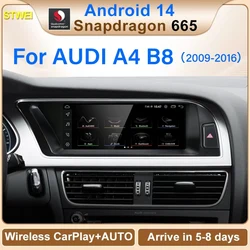 STWEI NEW UI Snapdragon665 8.8inch Android13 Wireless Carplay AUTO For Audi A4 S4 B8 Car Intellgent System Central  GPS NAVI