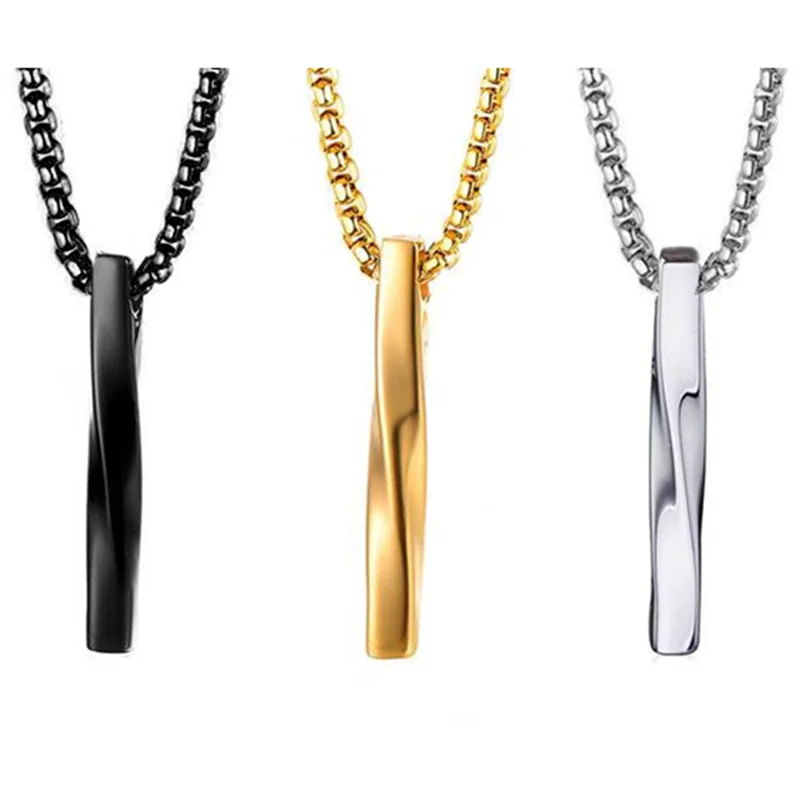 Fashion Screw Long Chain Necklace Men's Jewelry Gold Plated Spiral Pendant Necklaces for Men Hip Hop Party Anniversary Gift