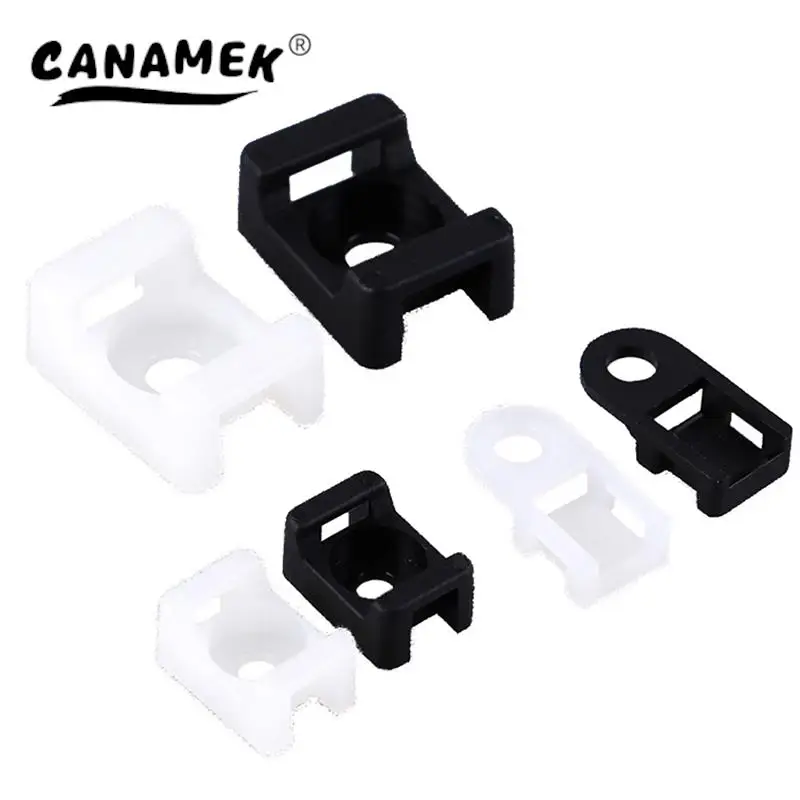 Fio plástico cabo Zip Tie parafuso, Fixação Mount Base Holder, 100pcs