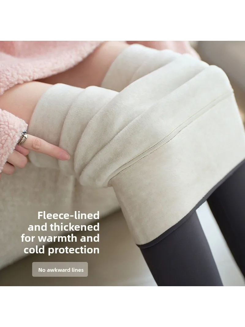 

High Waist Thiened Camere Silk ark Skin Yoga Pants Women's Autumn Winter Warm Cotton Trousers Nine Points Pants