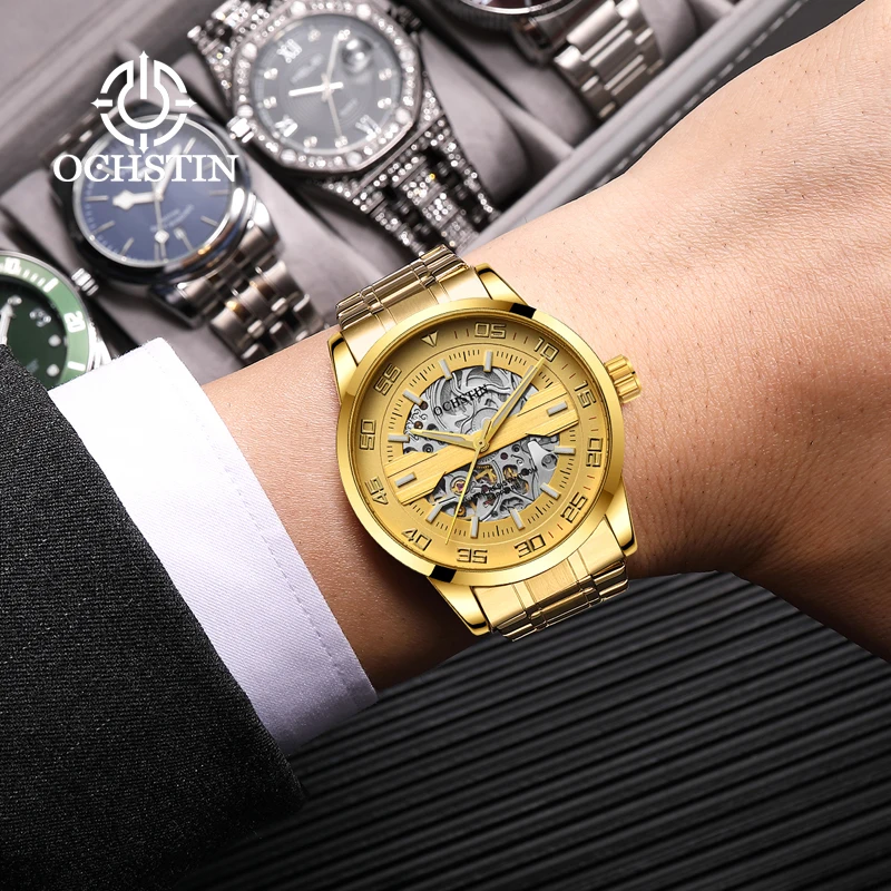 OCHSTIN luxury brand automatic watch hollow design mechanical watch business men's watch men's gift