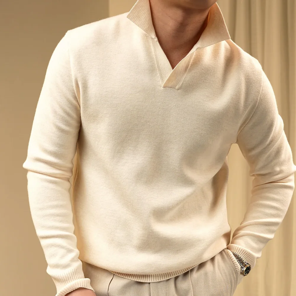 Wool Blend Knitted Sweater Classic High Quality Men Winter Sweater Brand V-neck Pullover Sweater For Men Jersey Hombre Invierno