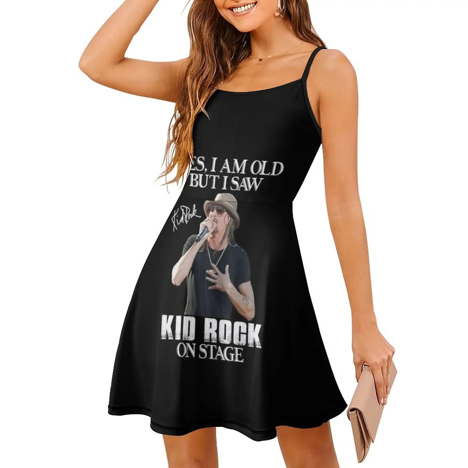 نعم أنا عجوز ولكن رأيت طفل روك على المرحلة فستان على الطراز الكوري للنساء فستان كاجوال أنيق للحفلات أو ملابس يومية للأطفال