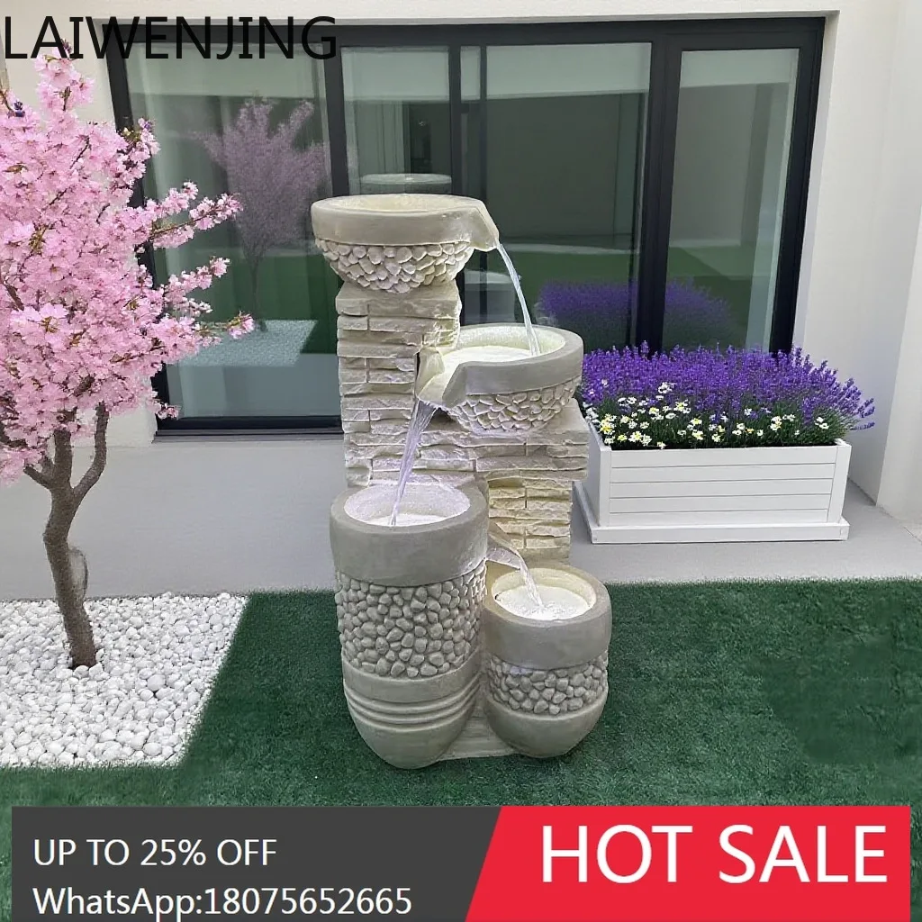HLZ  European Style Fountain Flowing Water Floor Ornament Wealth-Attracting Garden Decoration Sandstone Water Feature