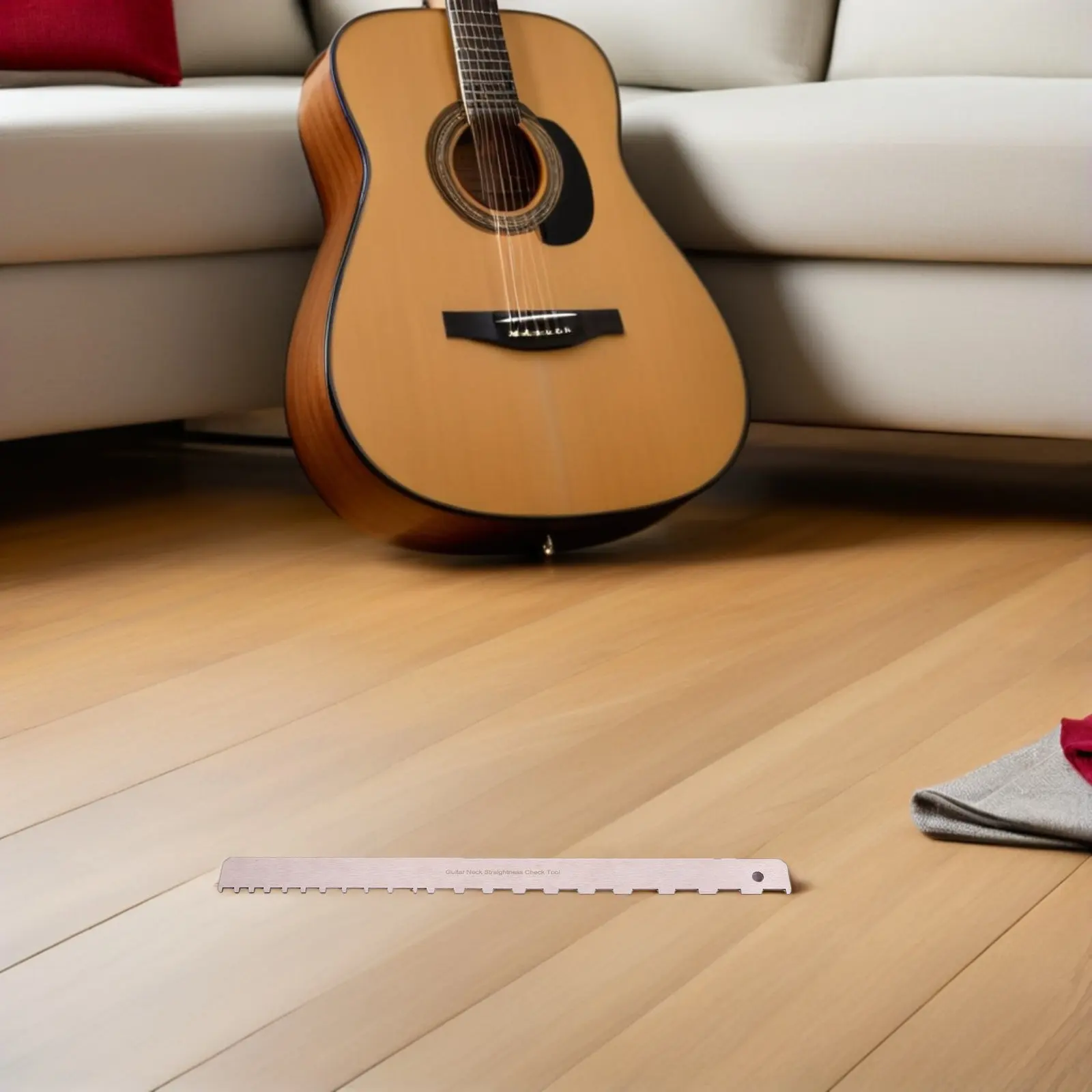 

2Pcs Guitar Neck Setup Tool Stainless Steel Notched Straight Edge Ruler for Fretboard Leveling String Action Adjustment Luthier