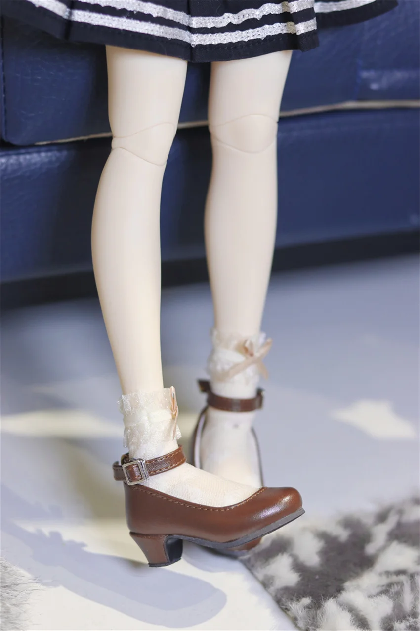 BJD Doll shoes 1/4 MDD/XIONG MEI round head high heel buckle small leather shoes