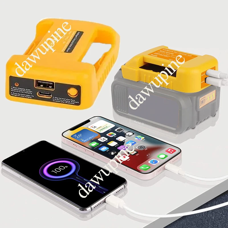 USB Type C Power Adapter Bank For DeWalt 18V For XL 20V Lithium Battery Case Laptop Mobile Phone Charging Converter Belt buckle view 4