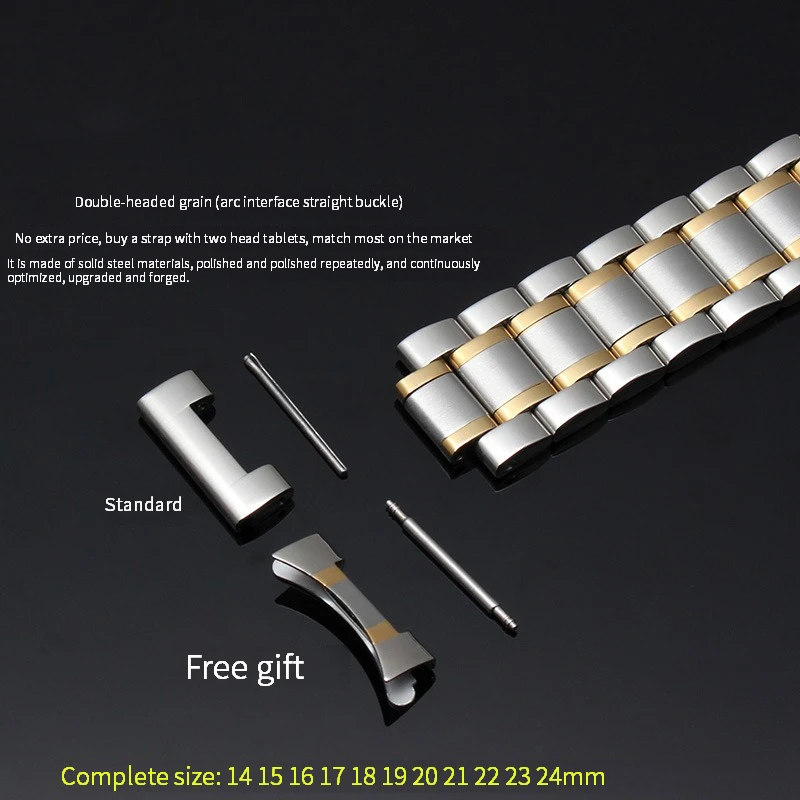 สายนาฬิกาสแตนเลสสตีล14/16/18/20/22มม. สายนาฬิกาข้อมือสายรัดโลหะสีเงินพร้อมหัวเข็มขัดผีเสื้อสำหรับผู้ชายยาว