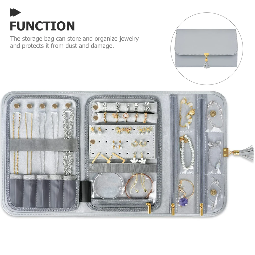 

Foldable Jewelry Storage Travel Organizer Roll Pouch for Necklaces Earrings Portable Soft Lightweight Small Jewelry Bag Gift