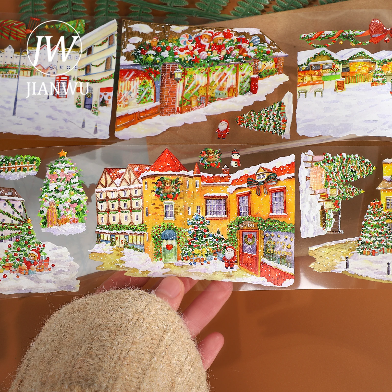 Jianwu 80mm * 5m vintage natal cidade festival paisagem material colagem scrapbooking pet fita criativa diy diário papelaria