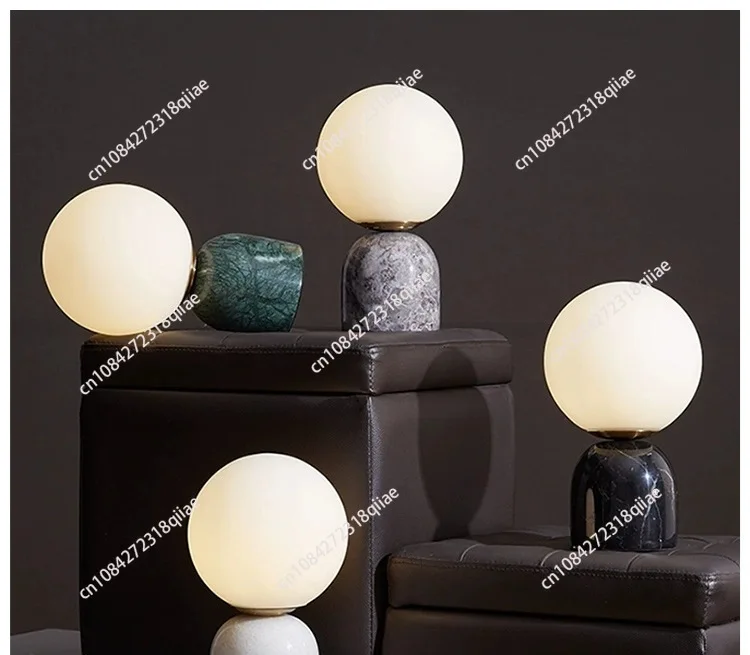 Nordic decorative home ornaments desktop table lamp creative moon lamp bedside marble night light dimmable