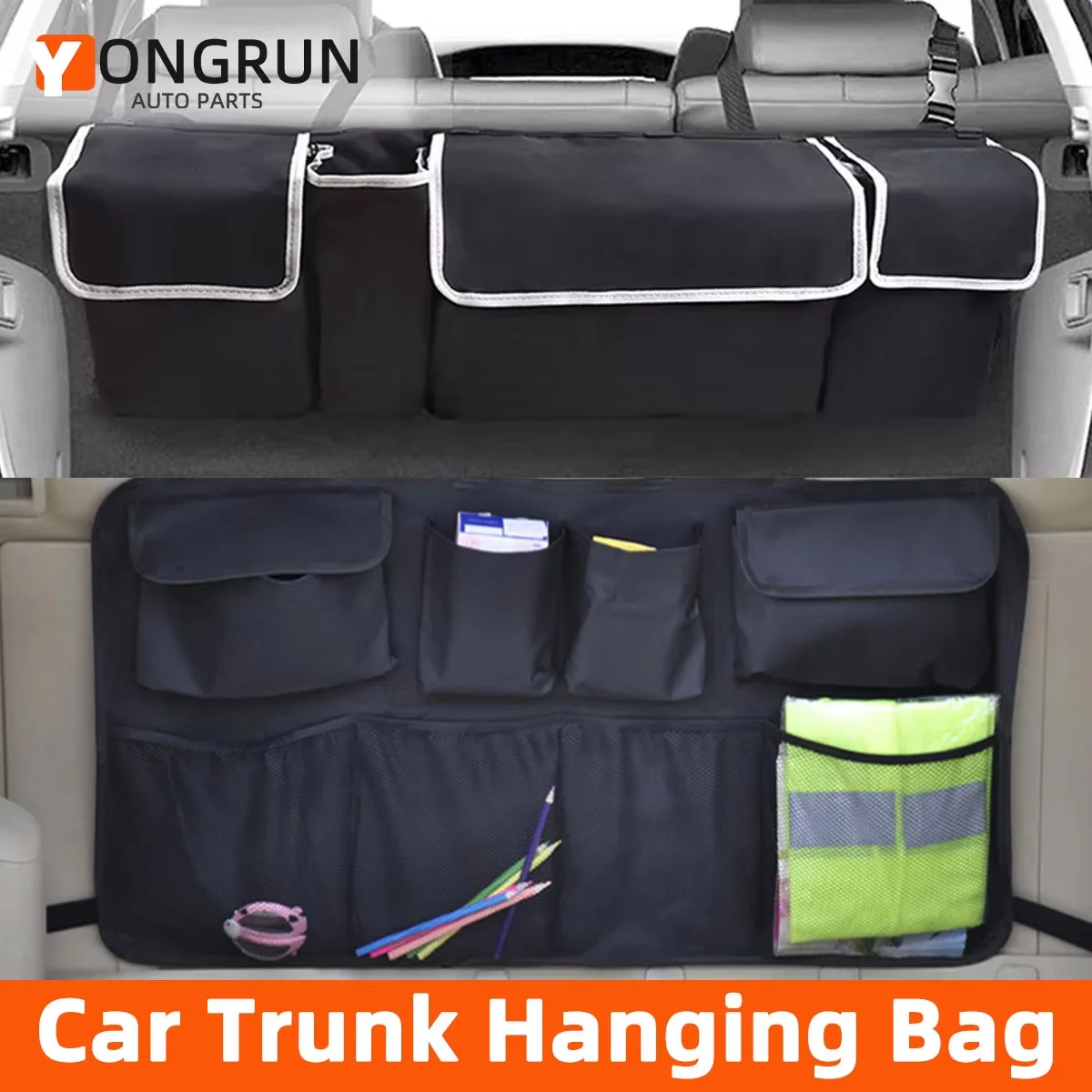 YONGRUN Auto-Rücksitz-Aufbewahrungstasche, Innenraum-Organizer, Mehrzweck-Tasche für Reisen, Spielzeug, Getränke, Werkzeuge und Zubehör – Detail 1
