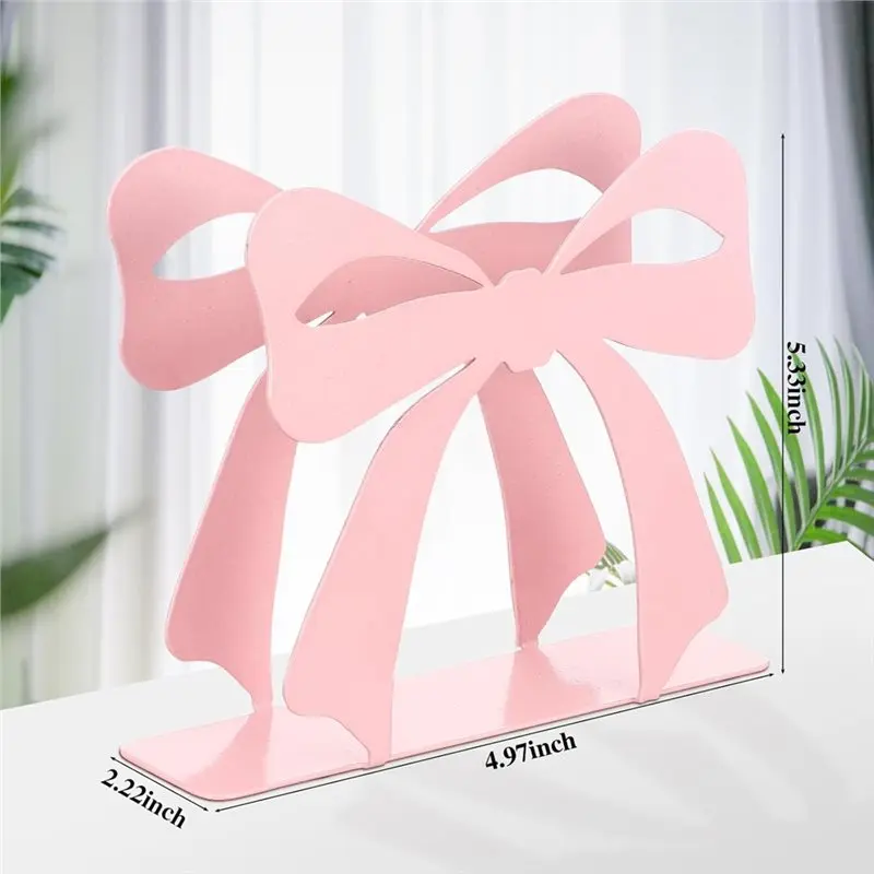 ABUN Vintage Metal Bow Napkin Holder, Cute Pink Napkin Dispenser for Kitchen Table Party Decor