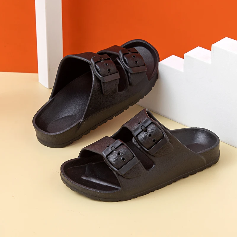 YISHEN-Zapatillas de verano para niños, sandalias de doble hebilla, zapatos de playa, Sandalias planas de plataforma para exteriores
