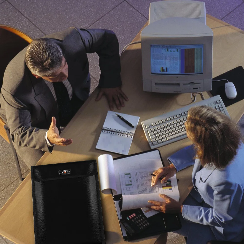 1Pcs Fireproof File Bag Silicone Fiberglass Large Zipper Document Pouch Waterproof Security Document Bag High Temperature