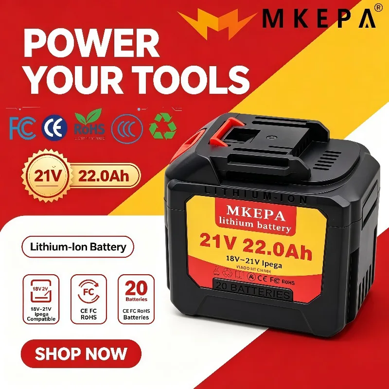 21V Lithium‑ion Battery Pack, Built‑in 5S4P Balanced Battery Cells 22Ah Large Capacity Battery For Professional Use