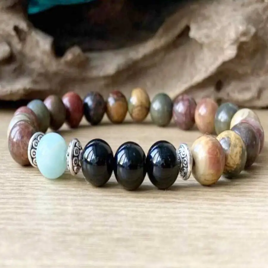 

Handmade African turquoise bead bracelet,men's cuff button,Ramadan prayer bead,women's meditation,holiday gift,daily wear