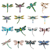 Alloy crystal embellished dragonfly brooch ladies insect brooch fashion dress coat accessories premium pin ornament